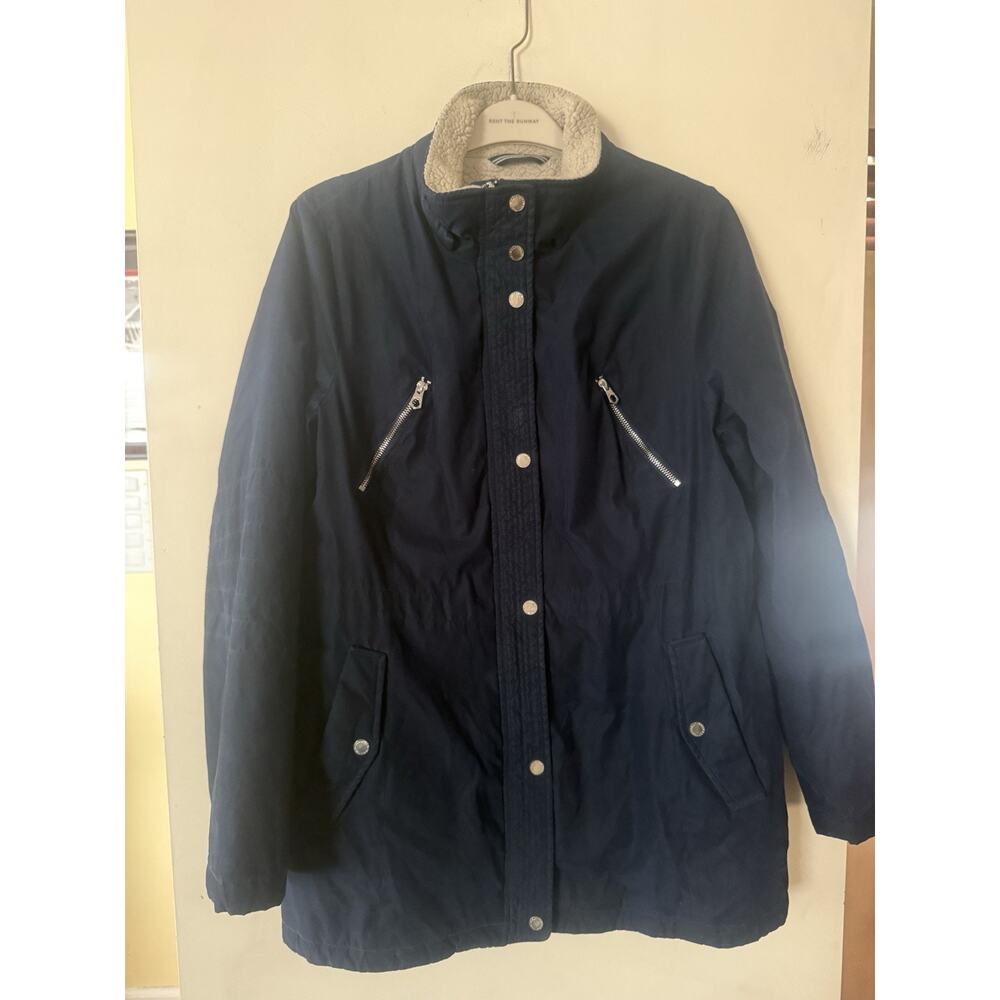 Nautica Microfiber Zip Parka Anorak Jacket with Fleece Trim X Large Navy Unisex - Picture 10 of 10